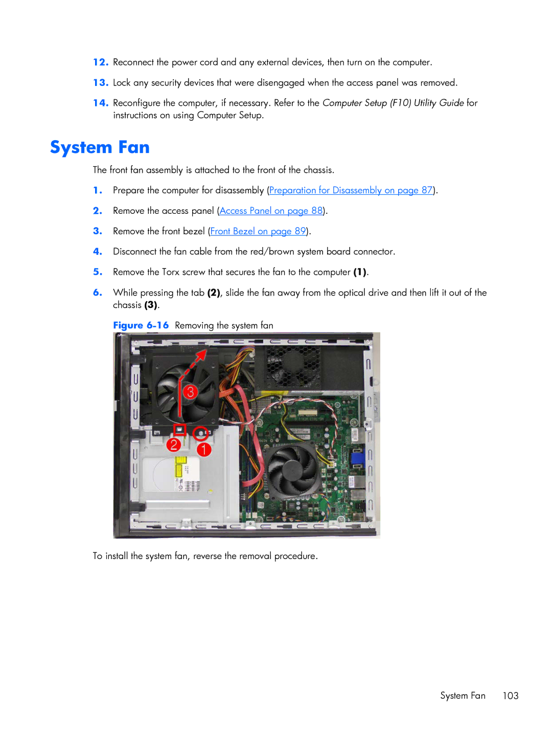 HP E1Y97UT 11.6' E1Y97UT#ABA manual System Fan 