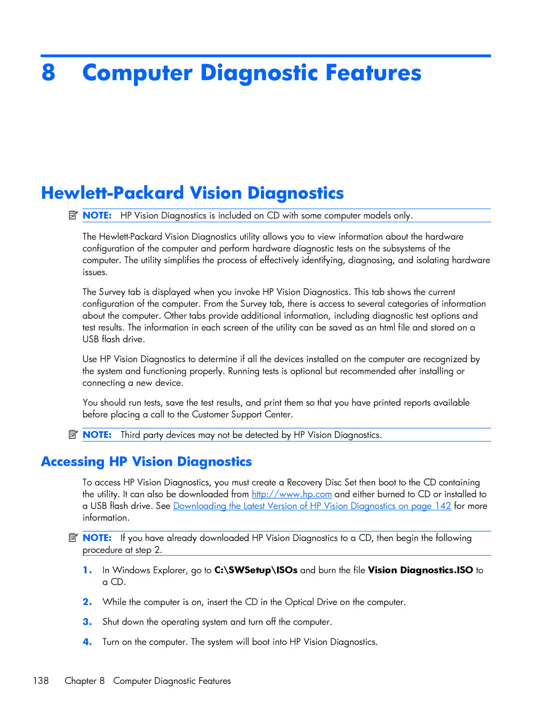 HP E1Y97UT 11.6' E1Y97UT#ABA manual Hewlett-Packard Vision Diagnostics, Accessing HP Vision Diagnostics 