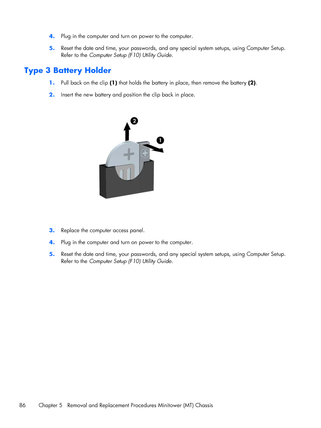 HP E1Y97UT 11.6' E1Y97UT#ABA manual Type 3 Battery Holder 