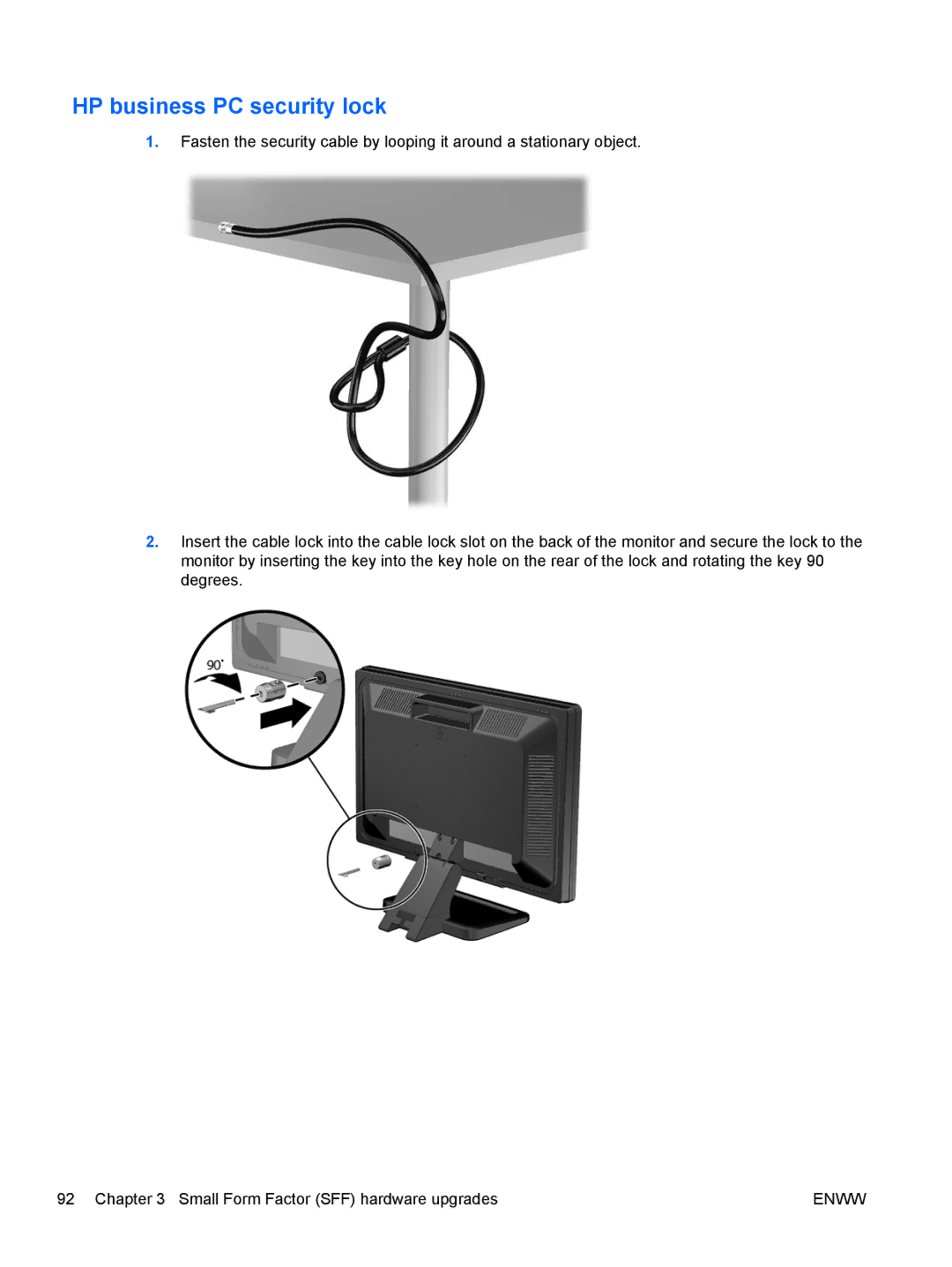 HP E1Z94UT E1Z94UT#ABA manual HP business PC security lock 