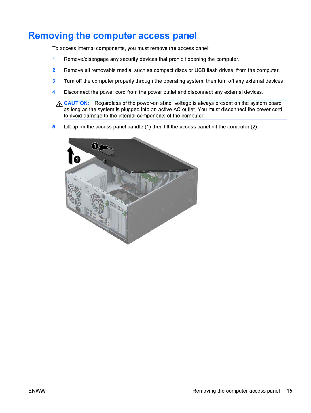 HP E1Z94UT E1Z94UT#ABA manual Removing the computer access panel 