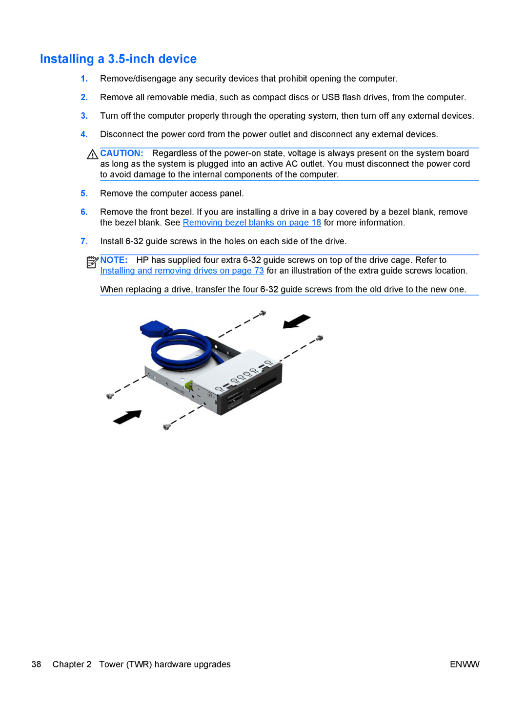 HP E1Z94UT E1Z94UT#ABA manual Installing a 3.5-inch device 