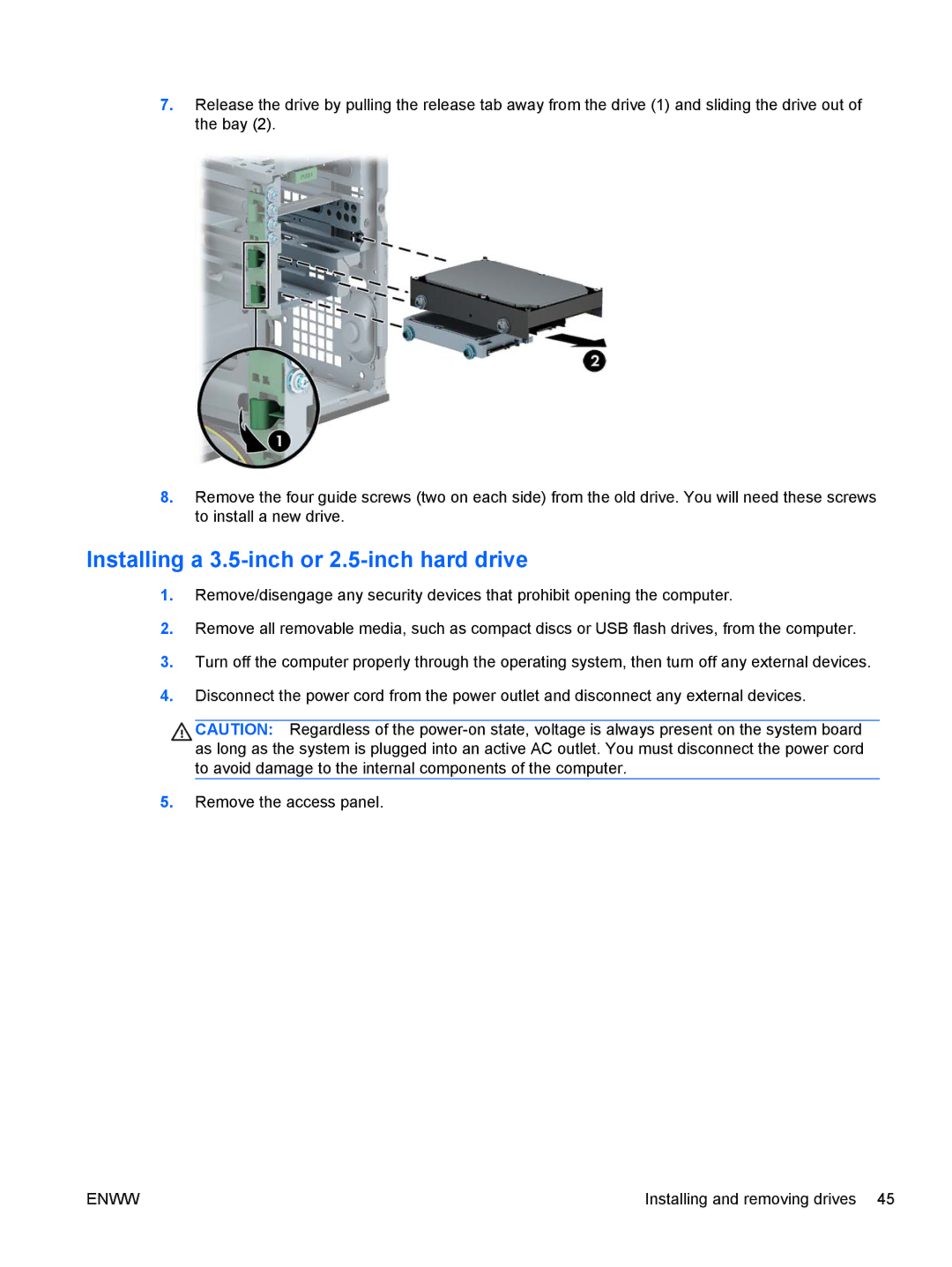 HP E1Z94UT E1Z94UT#ABA manual Installing a 3.5-inch or 2.5-inch hard drive 