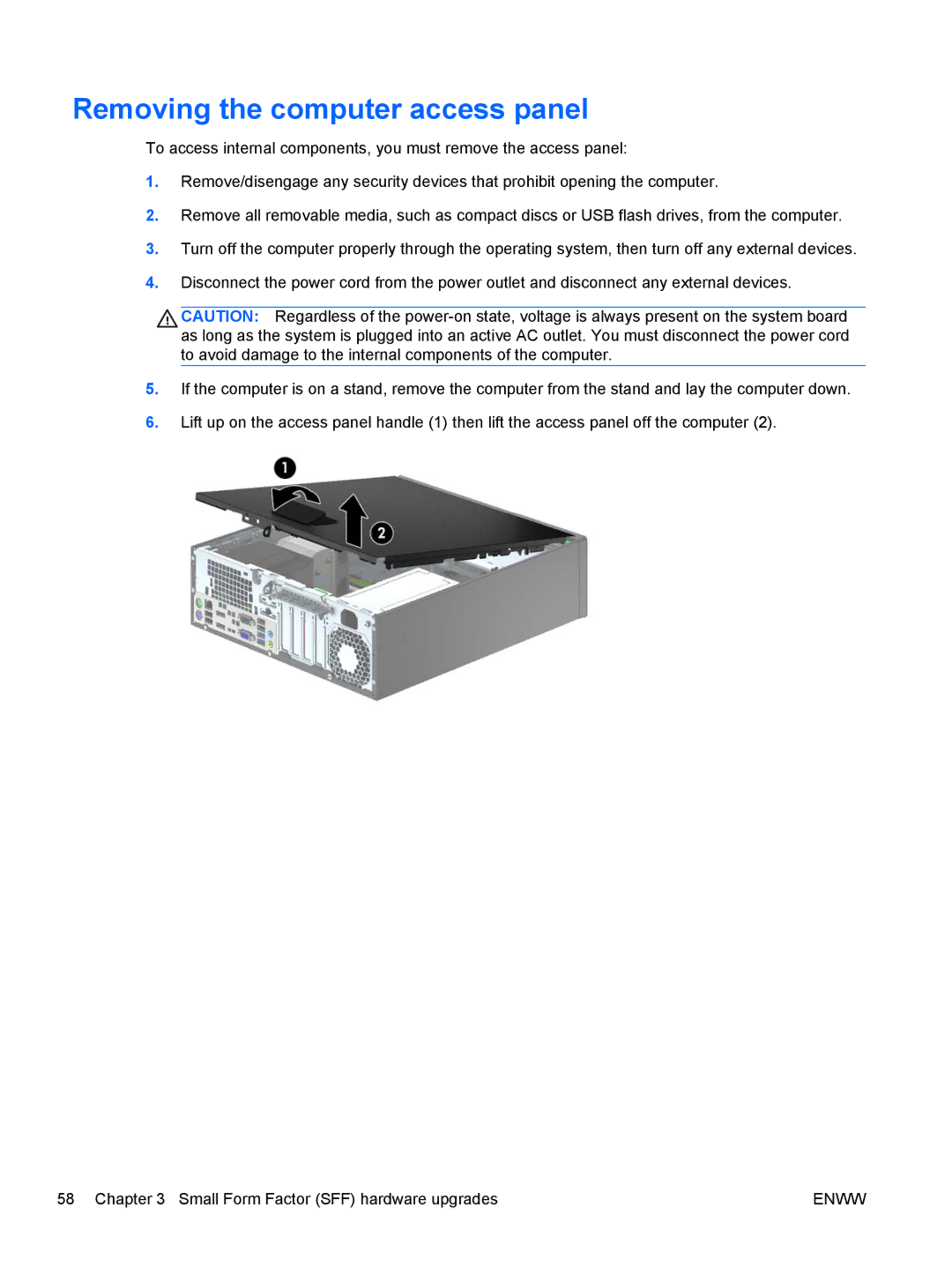 HP E1Z94UT E1Z94UT#ABA manual Removing the computer access panel 