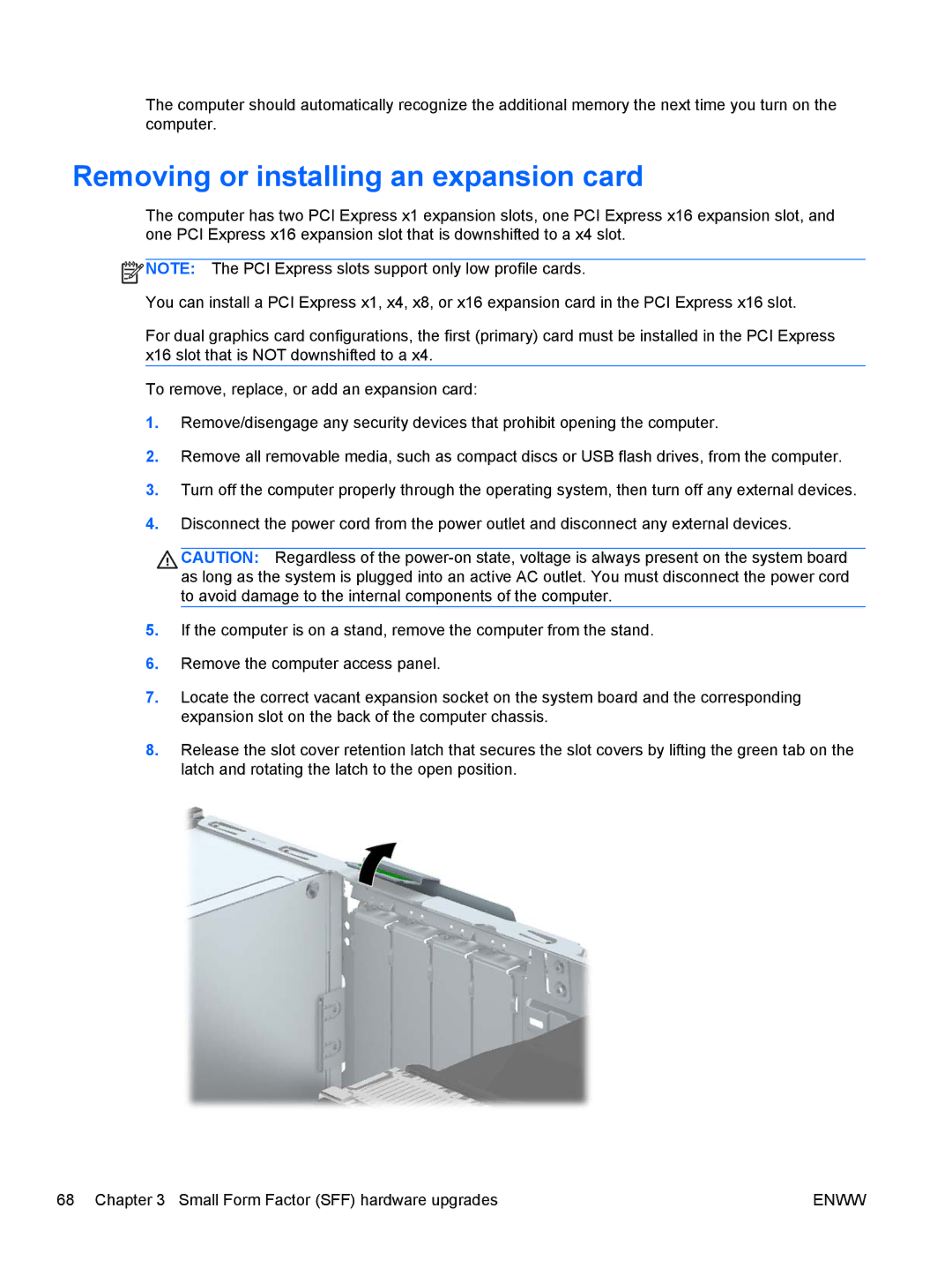 HP E1Z94UT E1Z94UT#ABA manual Removing or installing an expansion card 