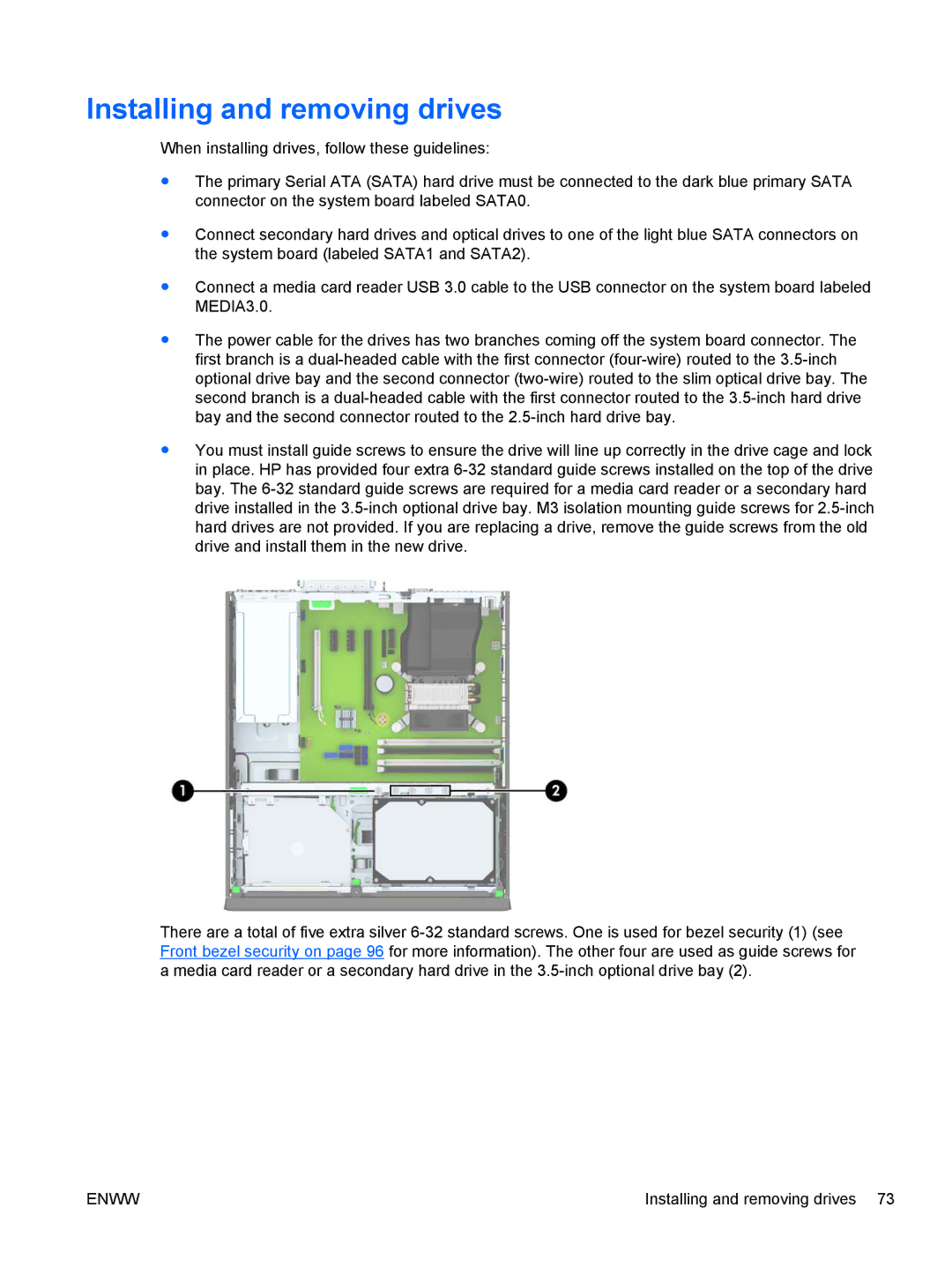 HP E1Z94UT E1Z94UT#ABA manual Installing and removing drives 