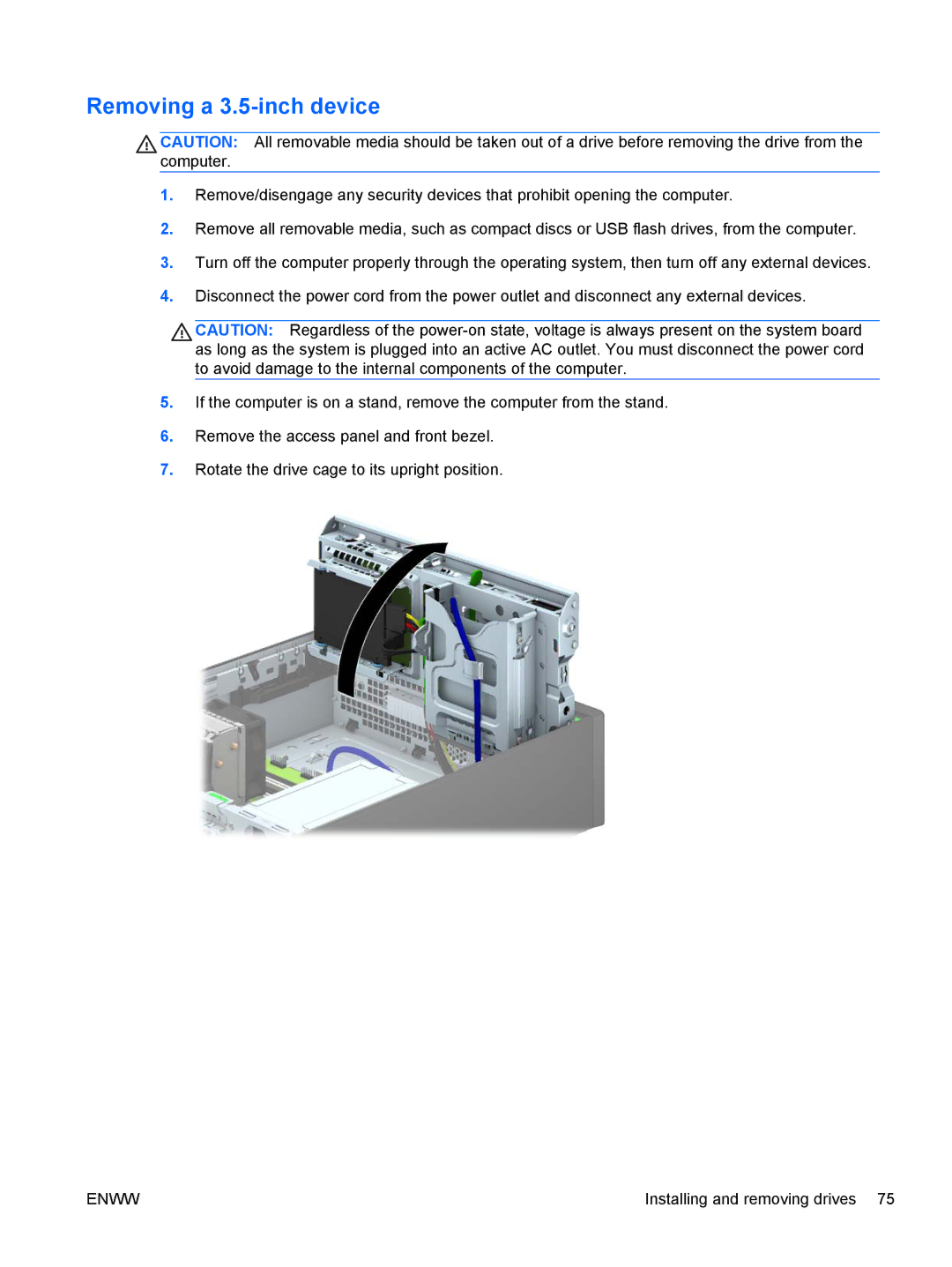 HP E1Z94UT E1Z94UT#ABA manual Removing a 3.5-inch device 