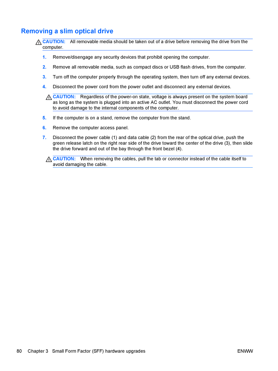 HP E1Z94UT E1Z94UT#ABA manual Removing a slim optical drive 