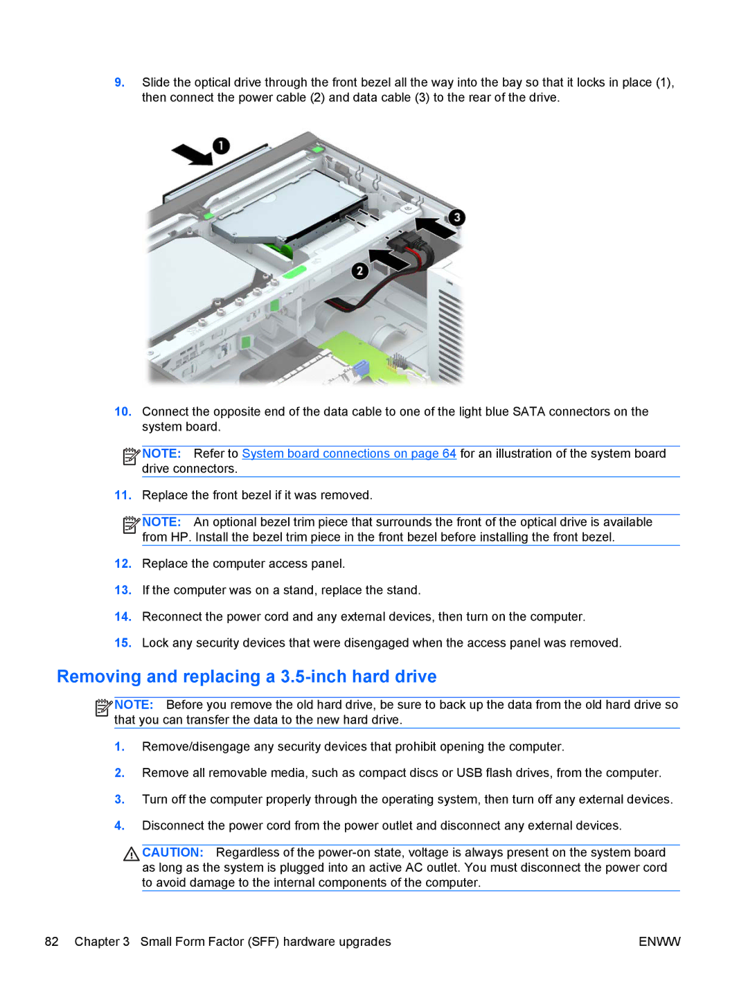 HP E1Z94UT E1Z94UT#ABA manual Removing and replacing a 3.5-inch hard drive 