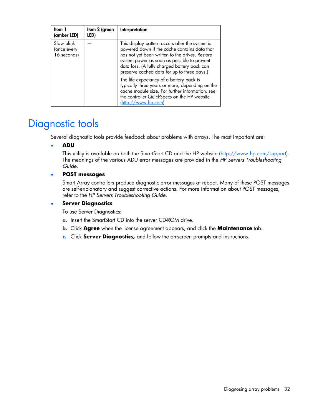 HP E200 manual Diagnostic tools, Adu 