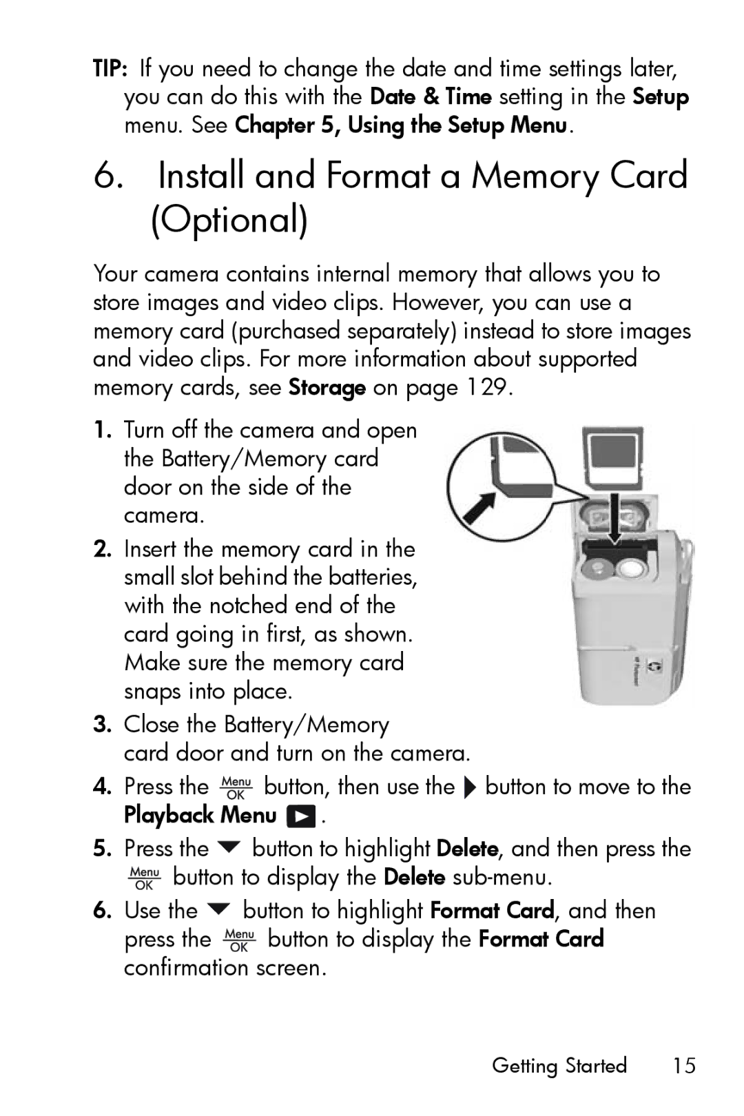 HP E217 manual Install and Format a Memory Card Optional 