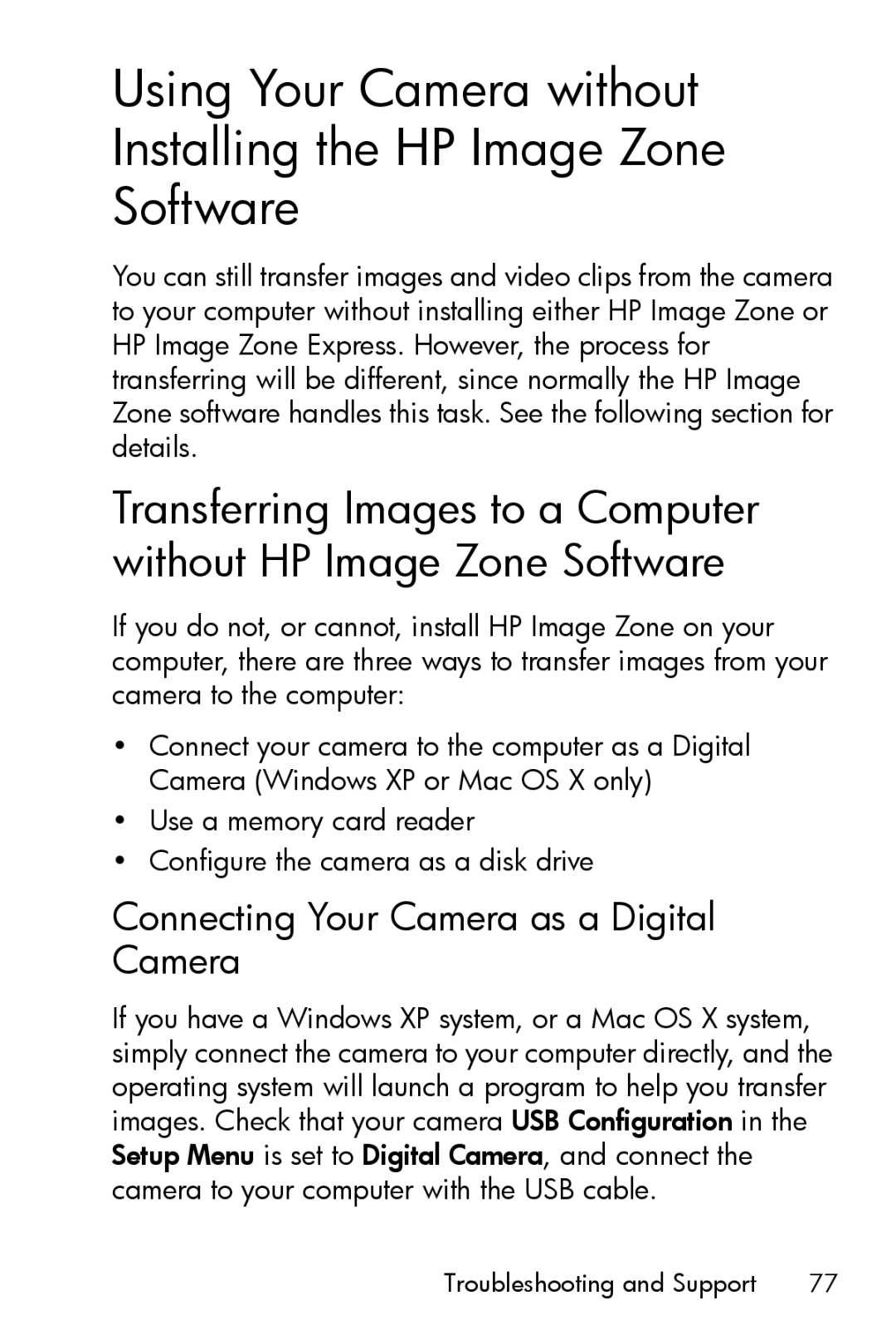 HP E217 manual Connecting Your Camera as a Digital Camera 