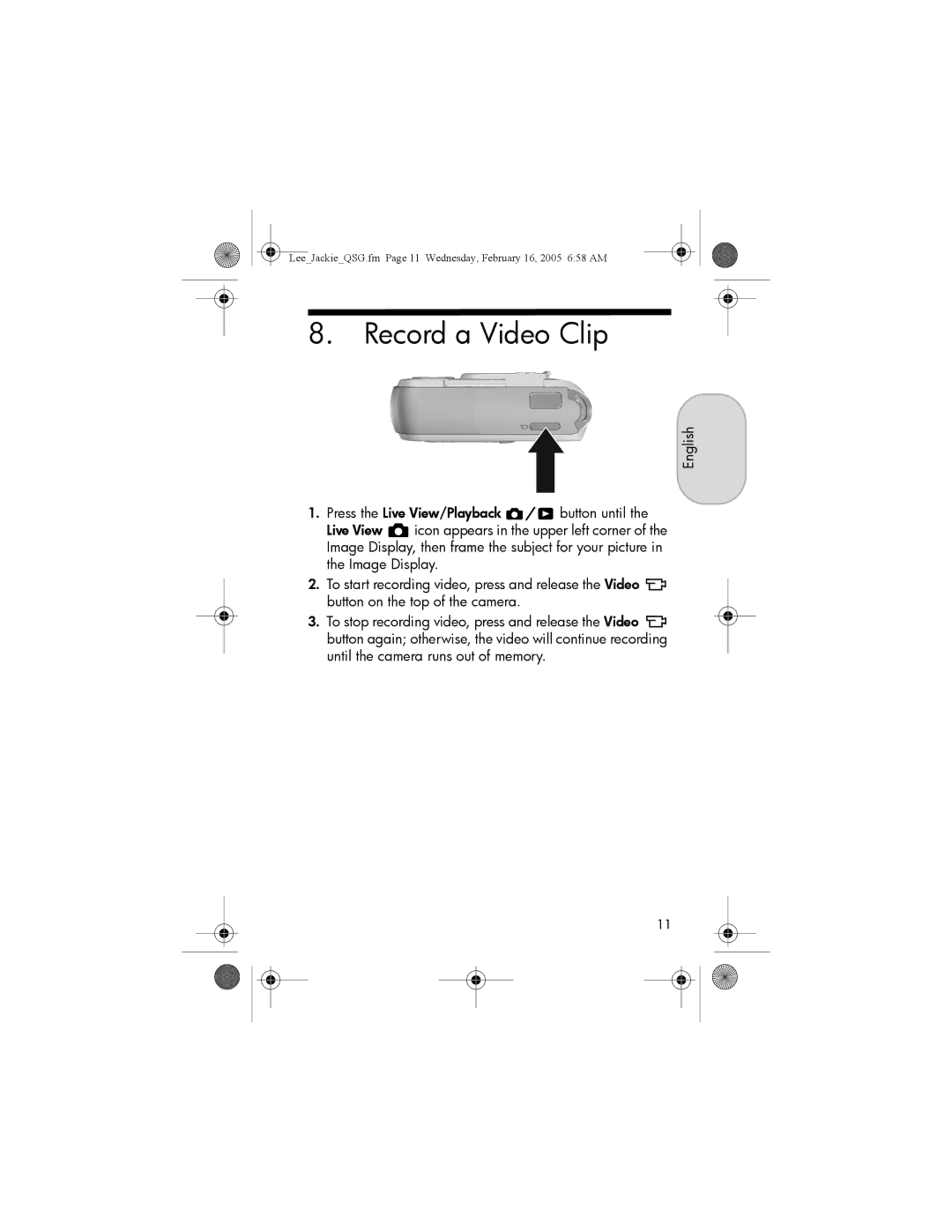 HP E217 manual Record a Video Clip 