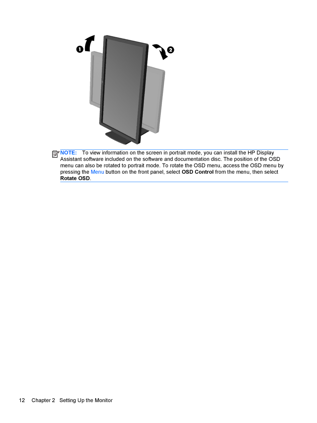 HP E221 manual Setting Up the Monitor 