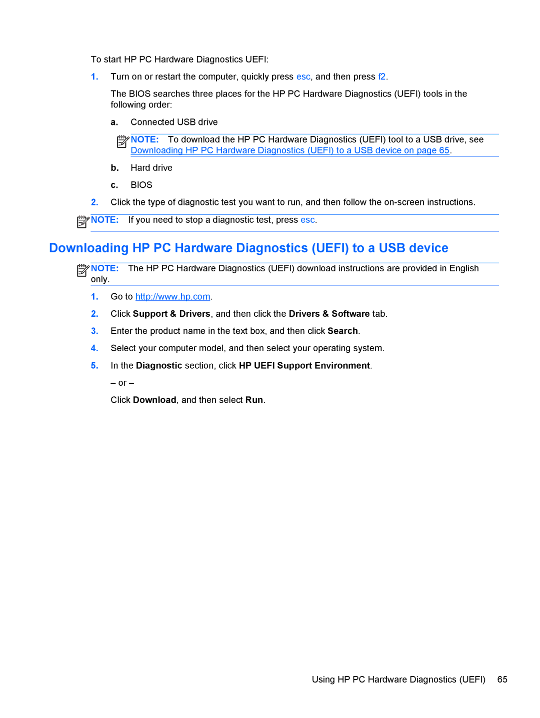 HP E2S18UAABA manual Downloading HP PC Hardware Diagnostics Uefi to a USB device 