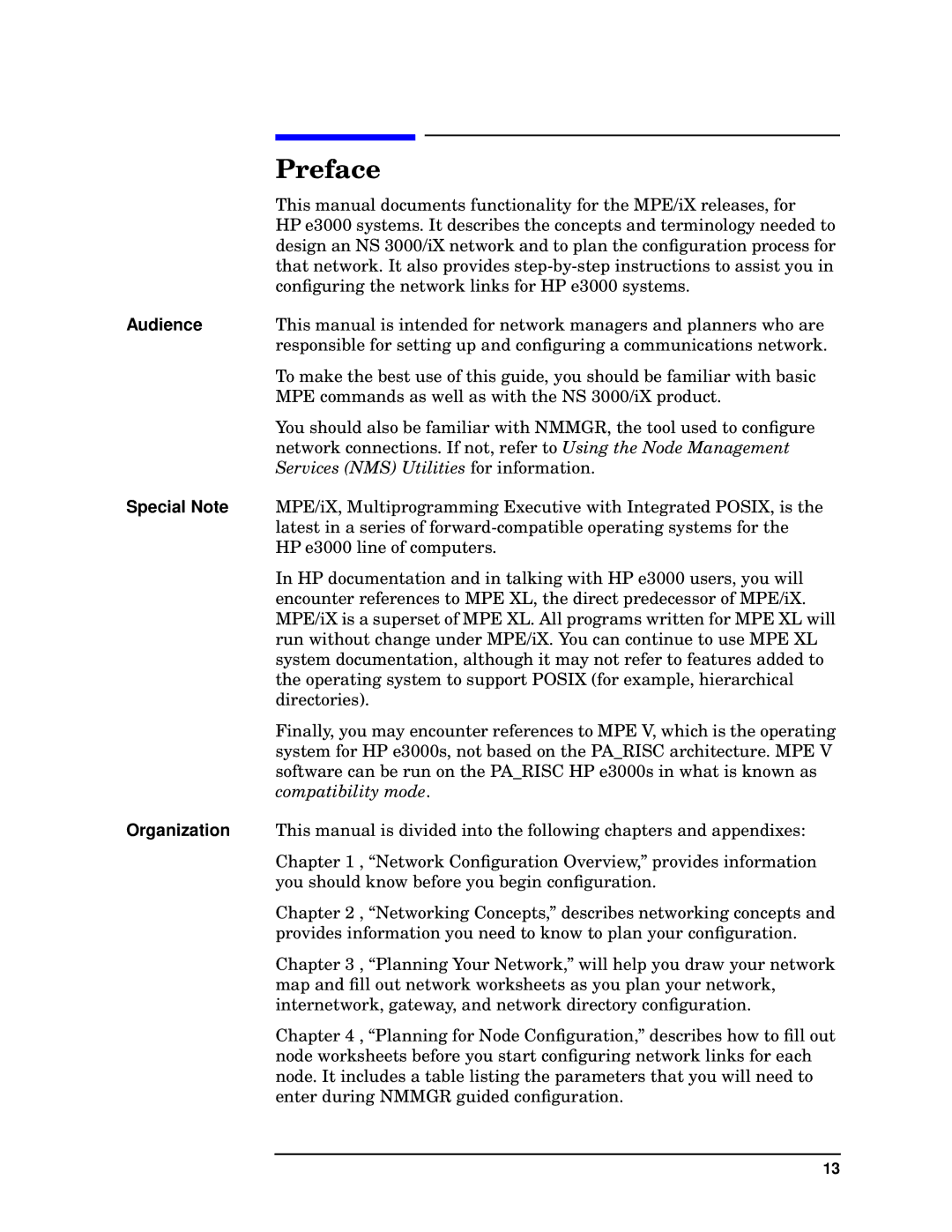 HP E3000/IX, E3000 MPE/IX manual Preface 