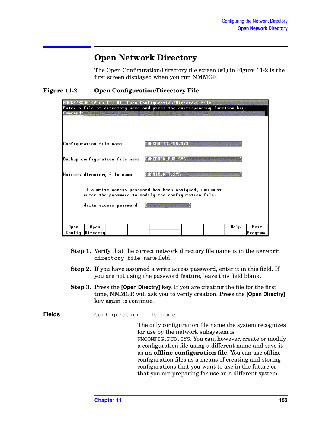 HP E3000/IX, E3000 MPE/IX manual Open Network Directory, Open Conﬁguration/Directory File 