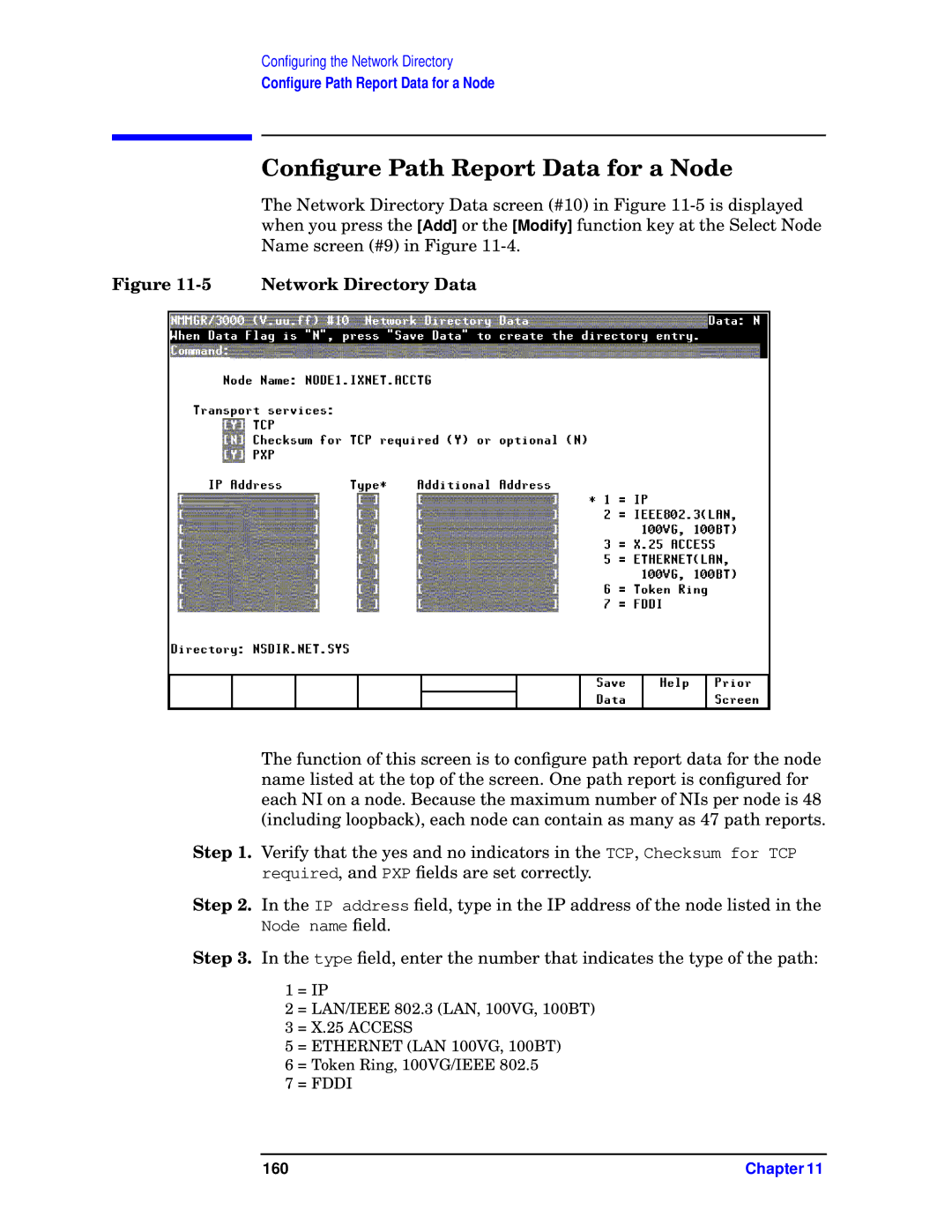 HP E3000 MPE/IX, E3000/IX manual Conﬁgure Path Report Data for a Node, Network Directory Data 