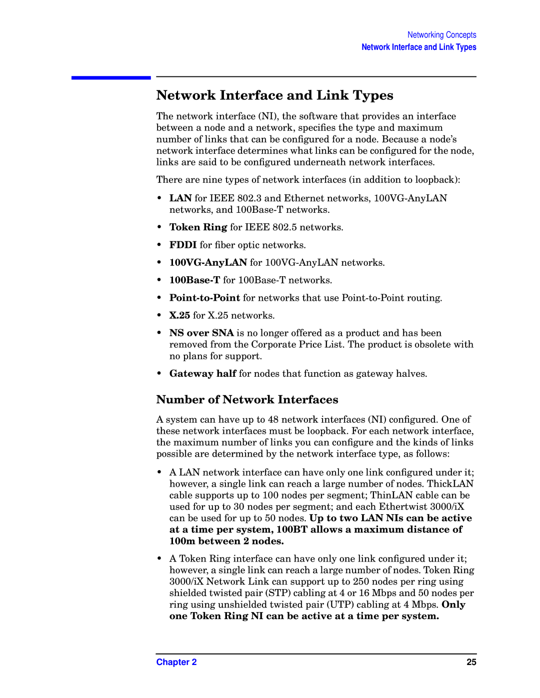 HP E3000/IX, E3000 MPE/IX manual Network Interface and Link Types, Number of Network Interfaces 