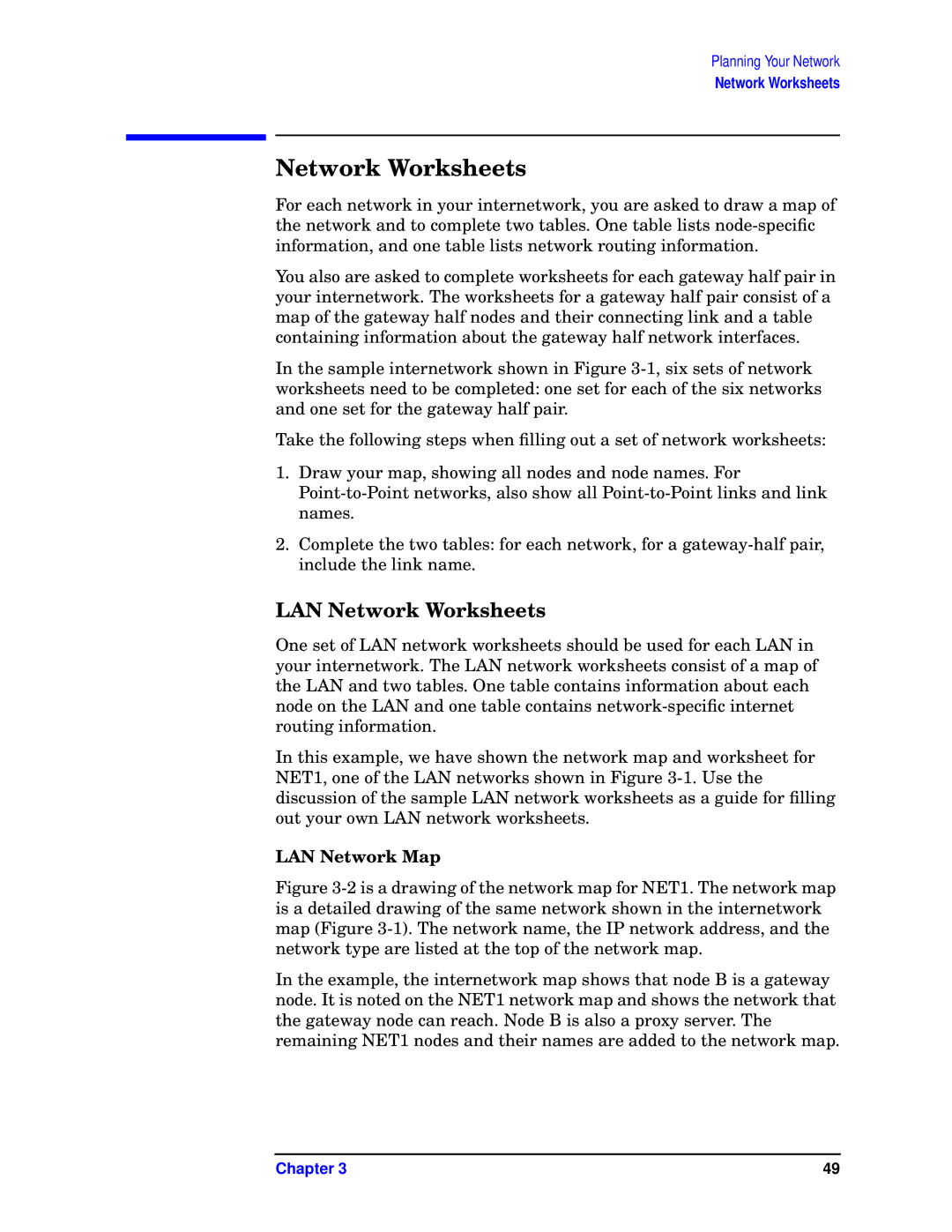 HP E3000/IX, E3000 MPE/IX manual LAN Network Worksheets, LAN Network Map 