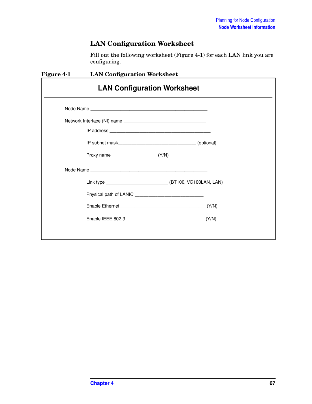 HP E3000/IX, E3000 MPE/IX manual LAN Conﬁguration Worksheet 