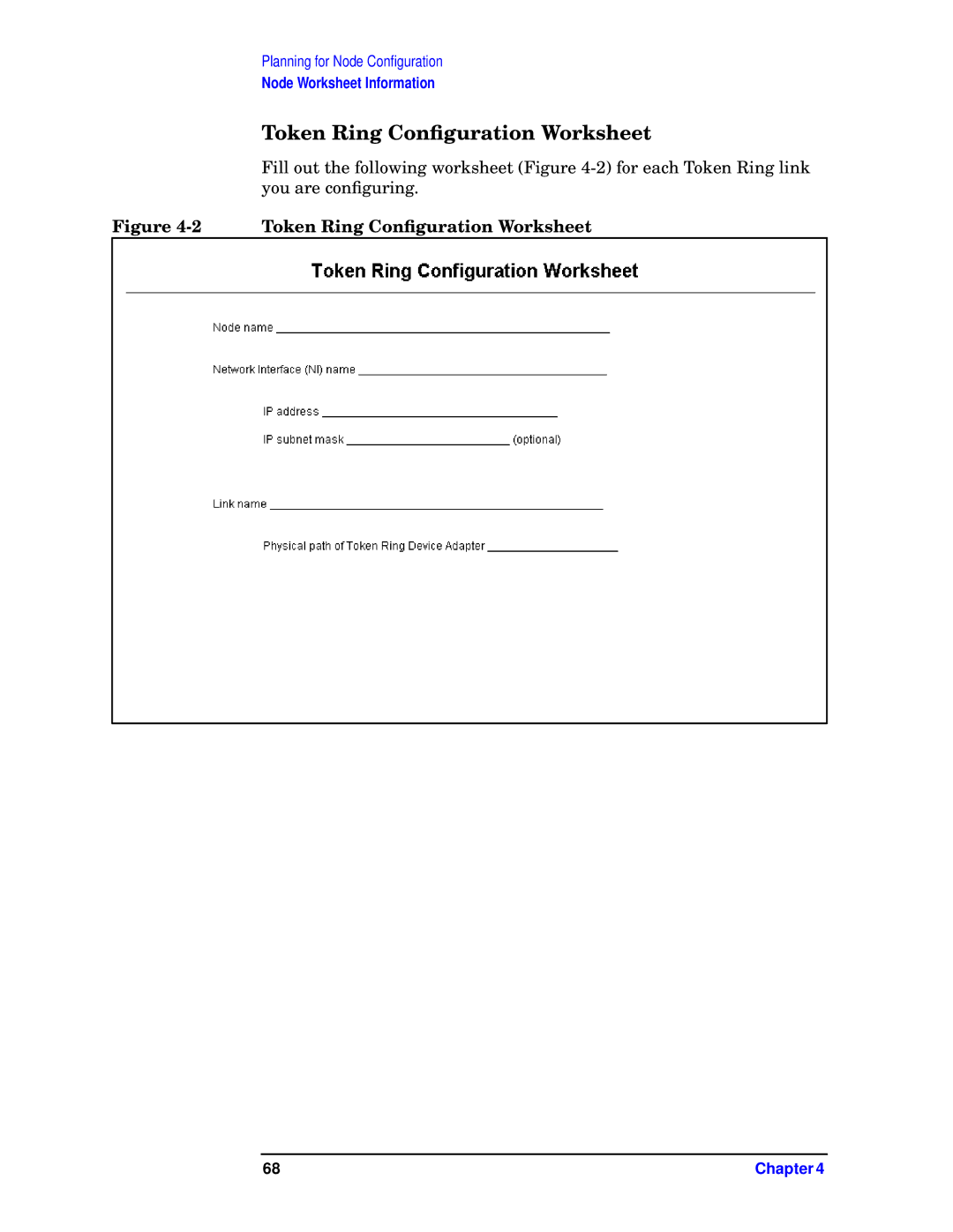 HP E3000 MPE/IX, E3000/IX manual Token Ring Conﬁguration Worksheet 