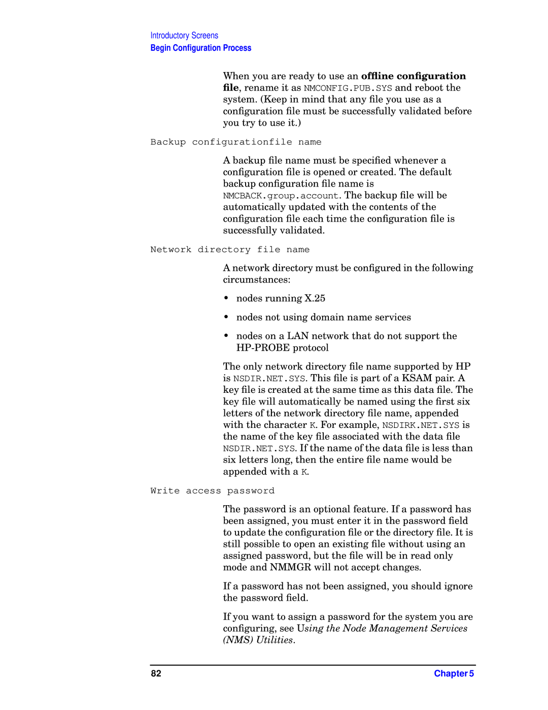 HP E3000 MPE/IX, E3000/IX manual Backup configurationfile name 