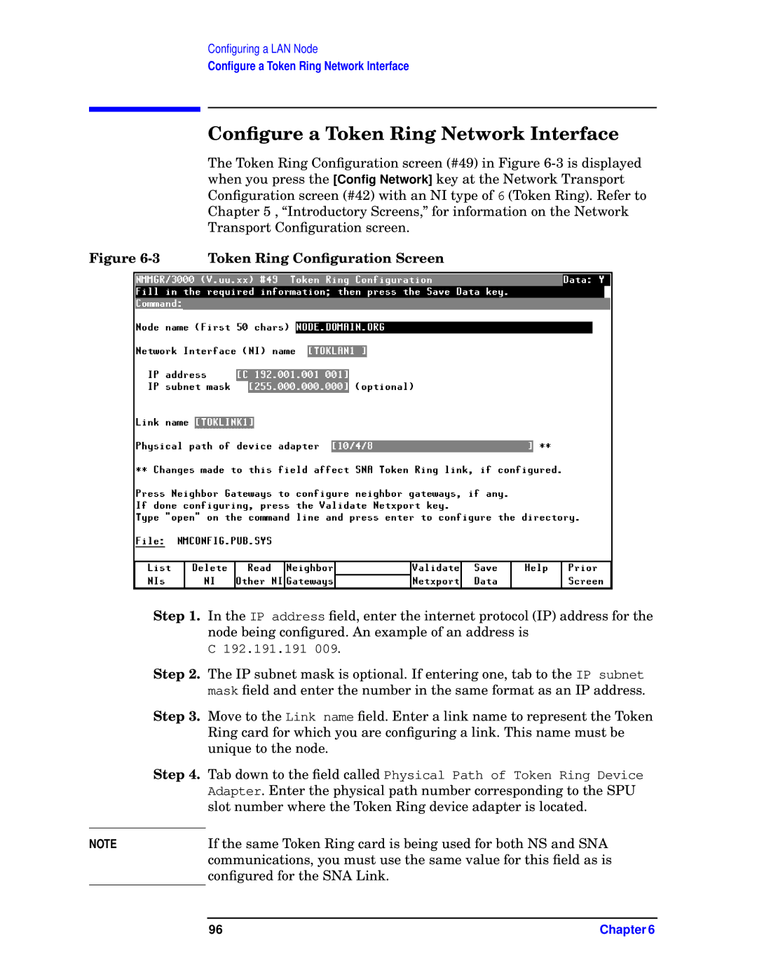 HP E3000 MPE/IX, E3000/IX manual Conﬁgure a Token Ring Network Interface, Step 