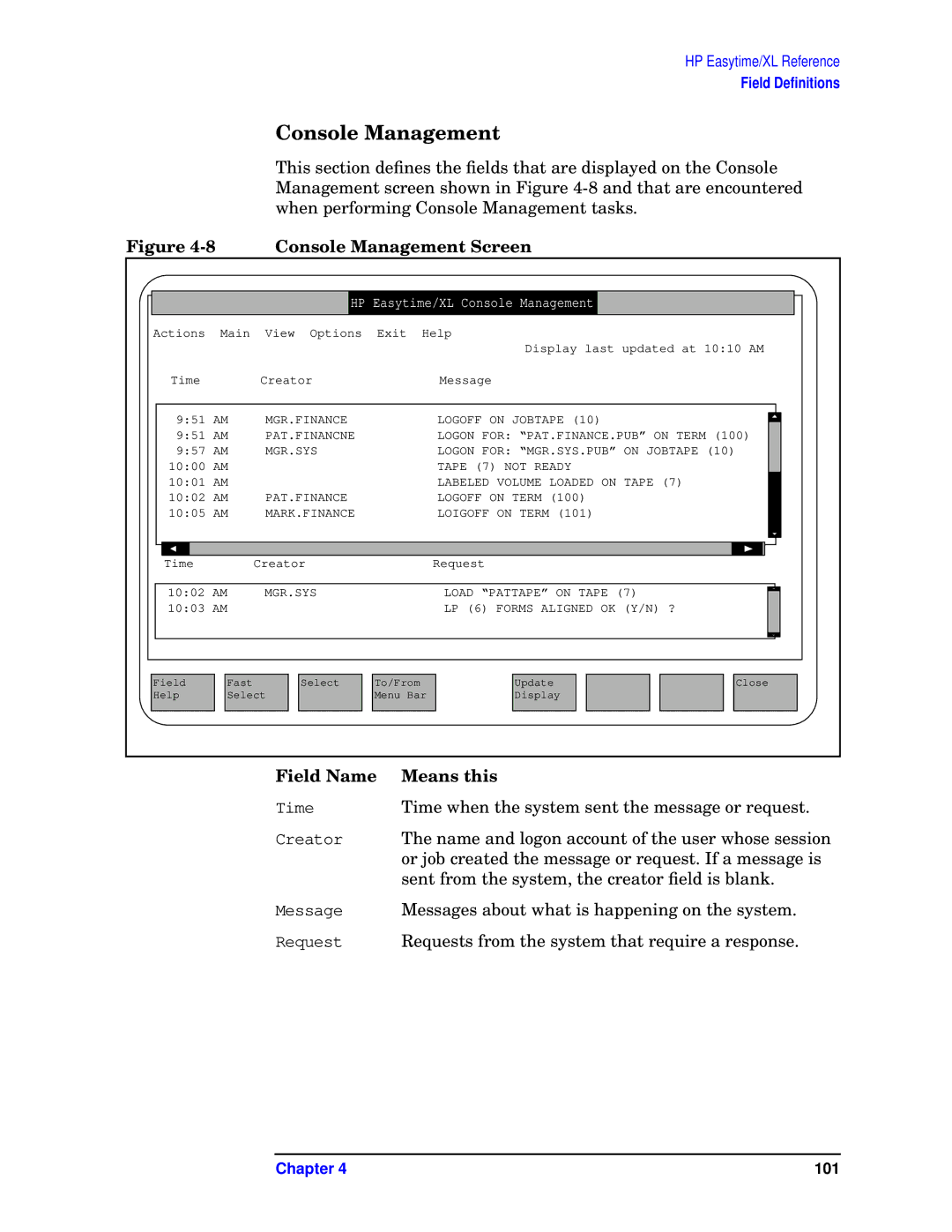 HP e3000 MPE/iX Systems B1940-90005 manual Console Management Screen 