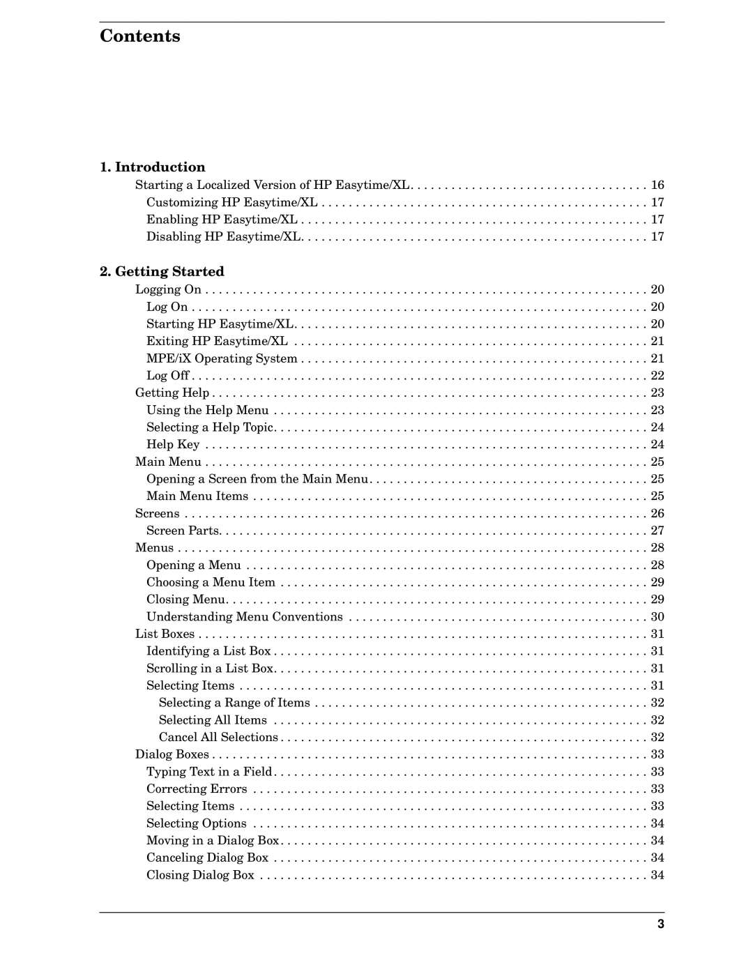 HP e3000 MPE/iX Systems B1940-90005 manual Contents 