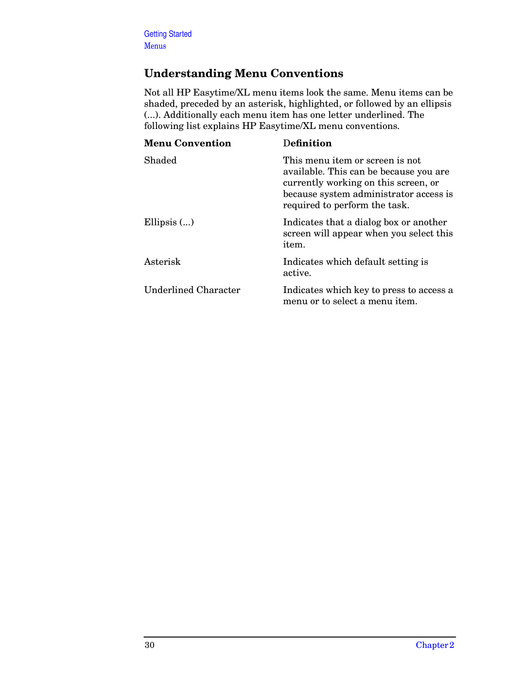 HP e3000 MPE/iX Systems B1940-90005 manual Understanding Menu Conventions, Menu Convention Deﬁnition 