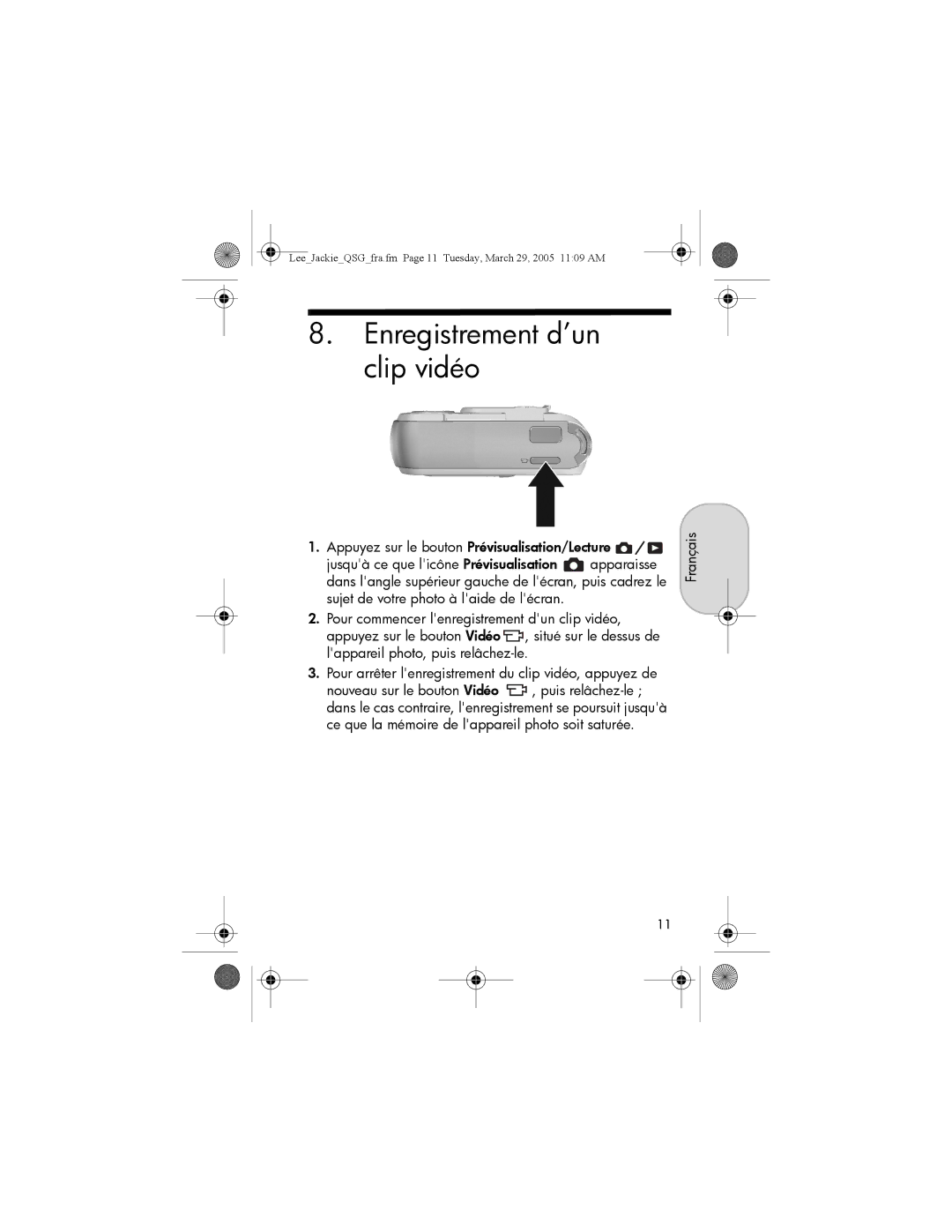 HP E217, E317 manual Enregistrement d’un clip vidéo 