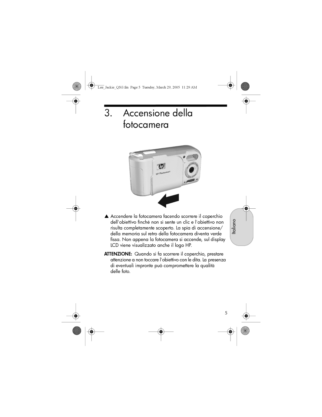 HP E217, E317 manual Accensione della fotocamera 