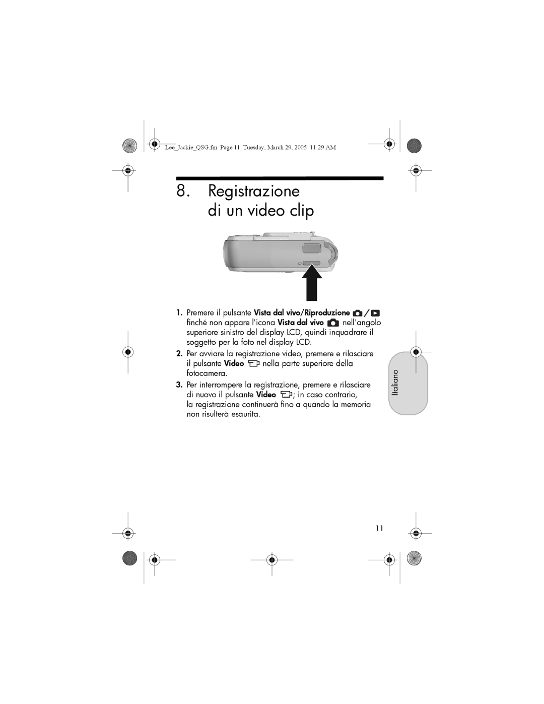 HP E217, E317 manual Registrazione di un video clip 