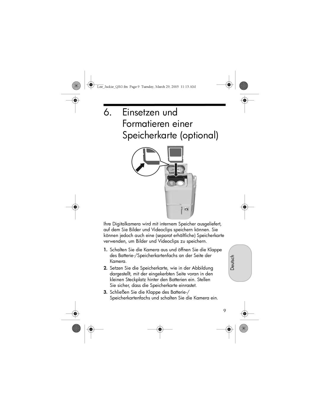 HP E217, E317 manual Einsetzen und Formatieren einer Speicherkarte optional 