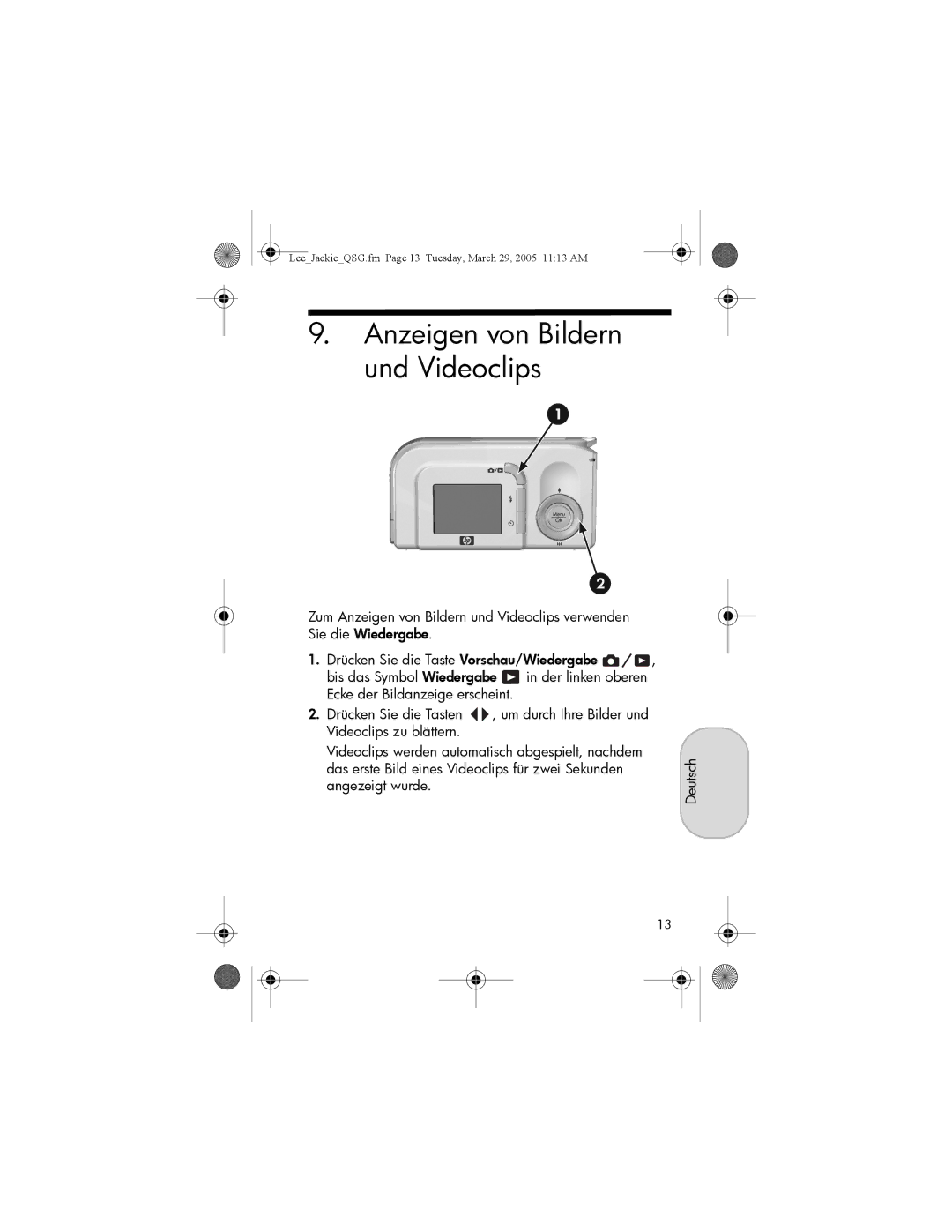 HP E217, E317 manual Anzeigen von Bildern und Videoclips 