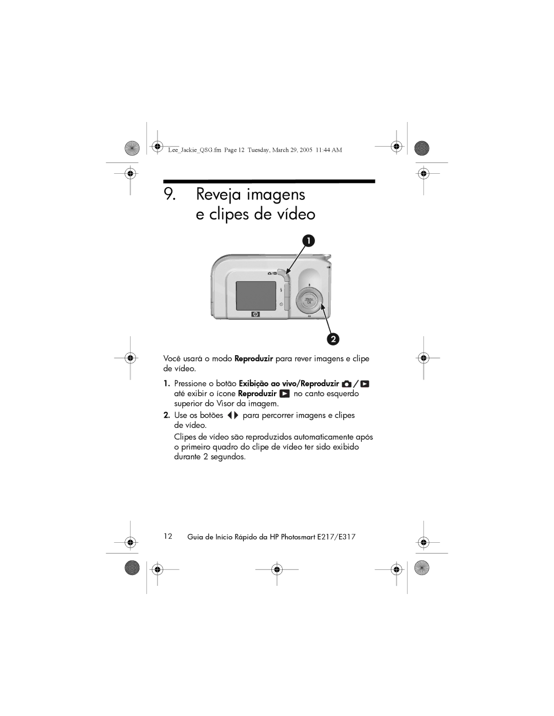 HP E317, E217 manual Reveja imagens e clipes de vídeo 