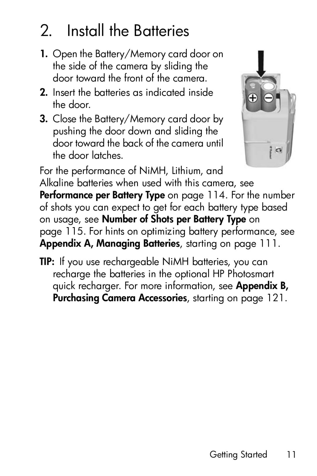 HP E317 manual Install the Batteries 