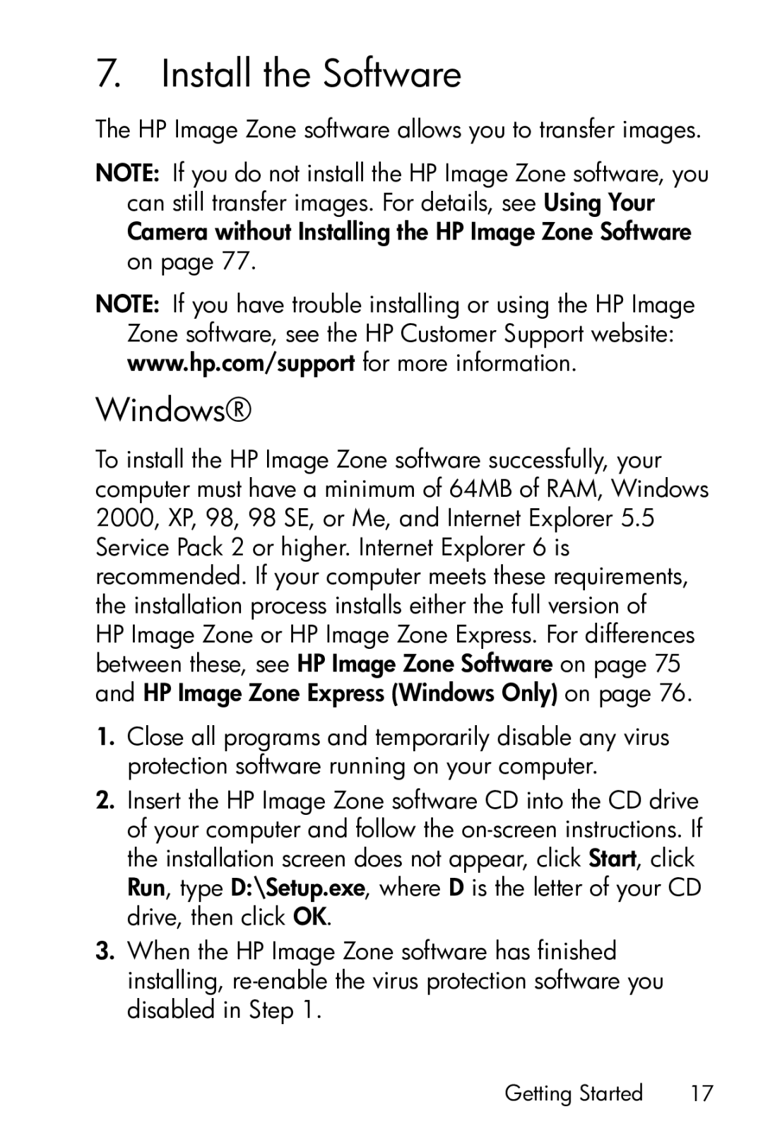 HP E317 manual Install the Software, Windows 