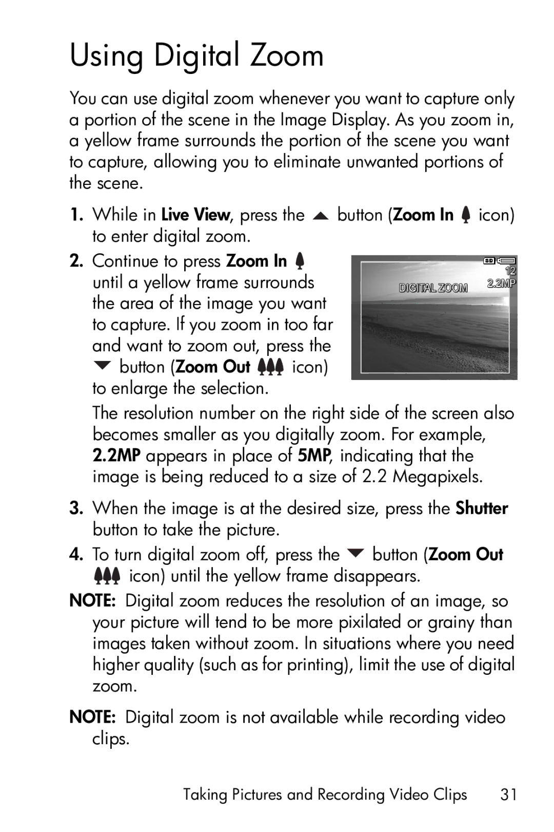 HP E317 manual Using Digital Zoom 