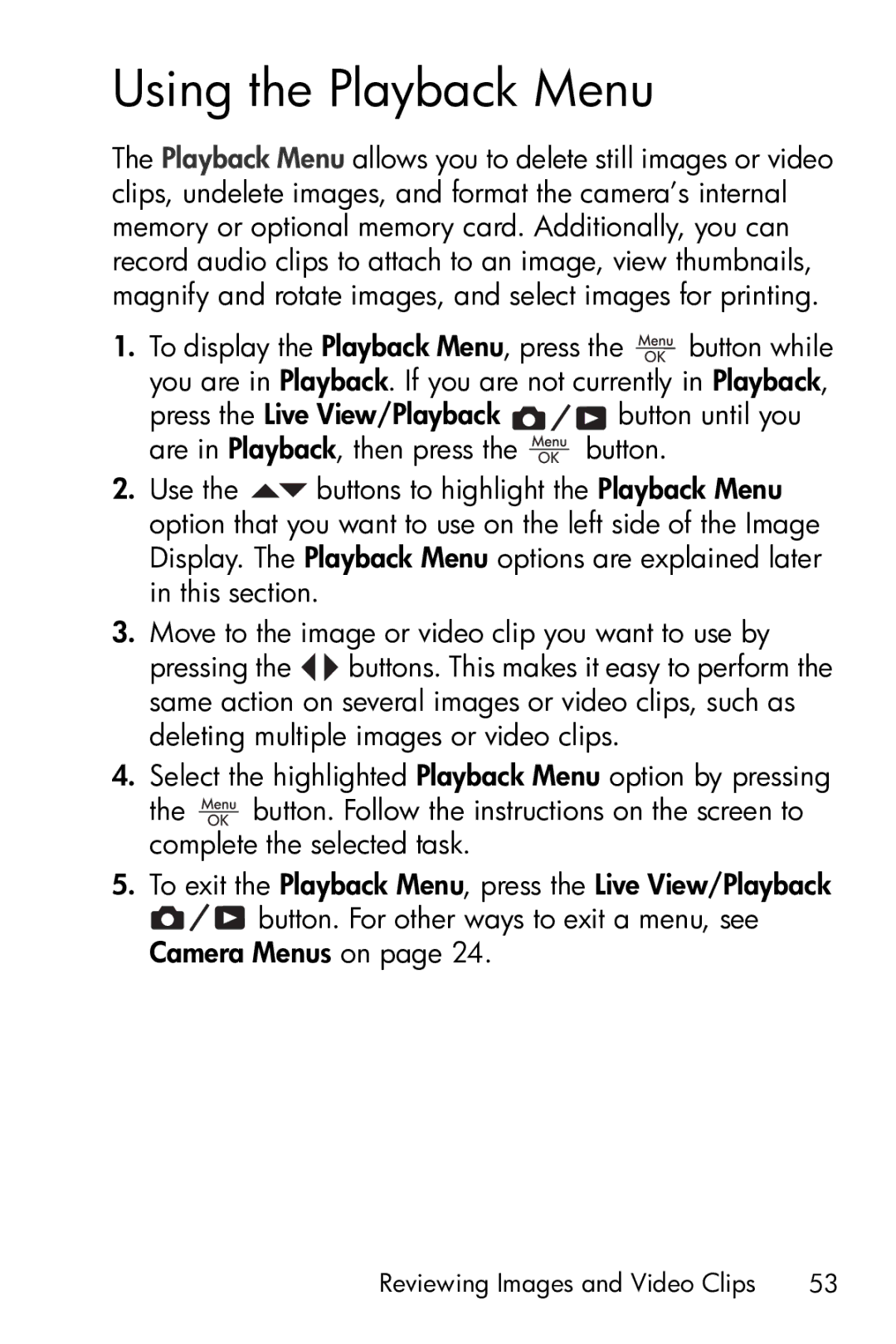 HP E317 manual Using the Playback Menu 