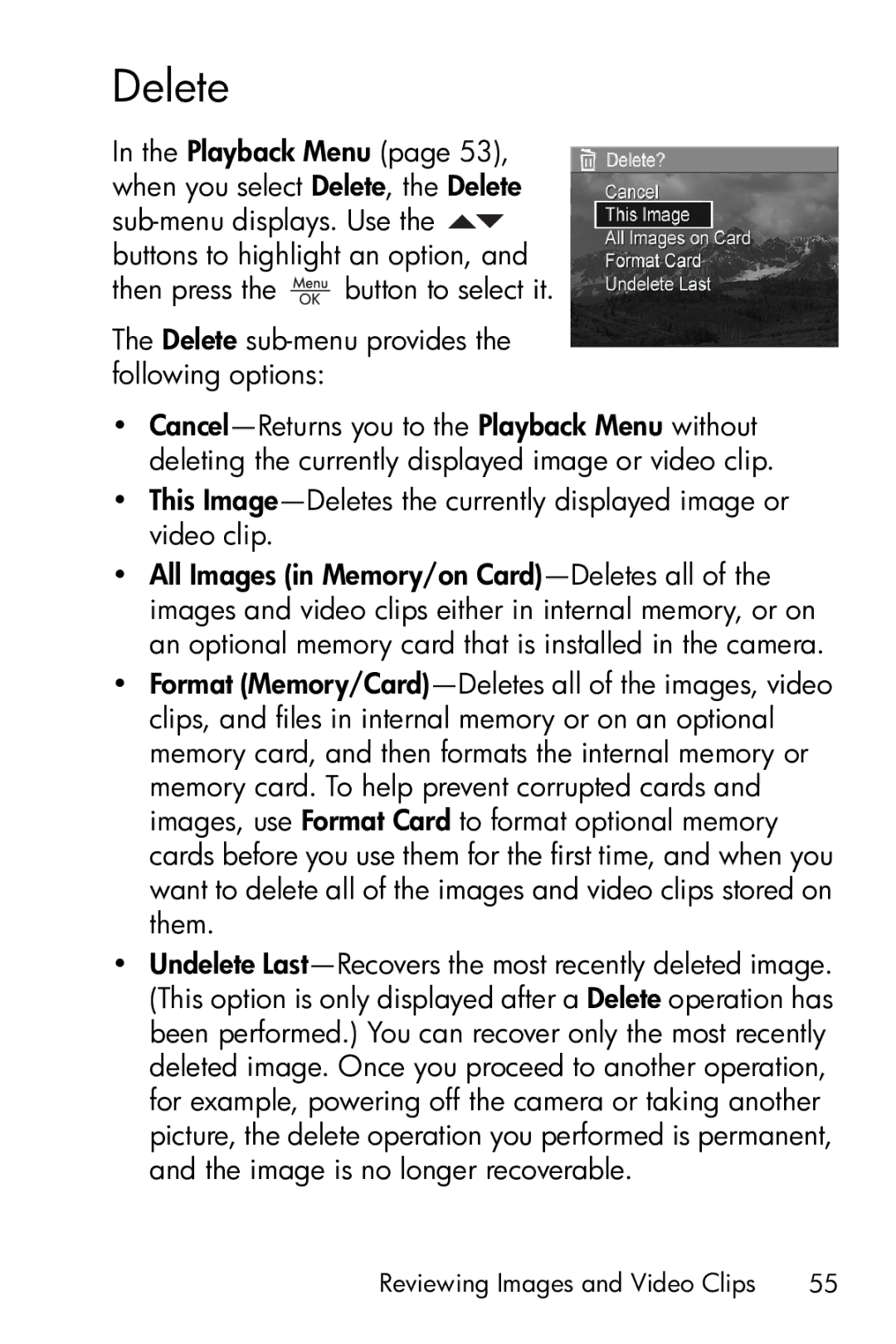 HP E317 manual Delete 