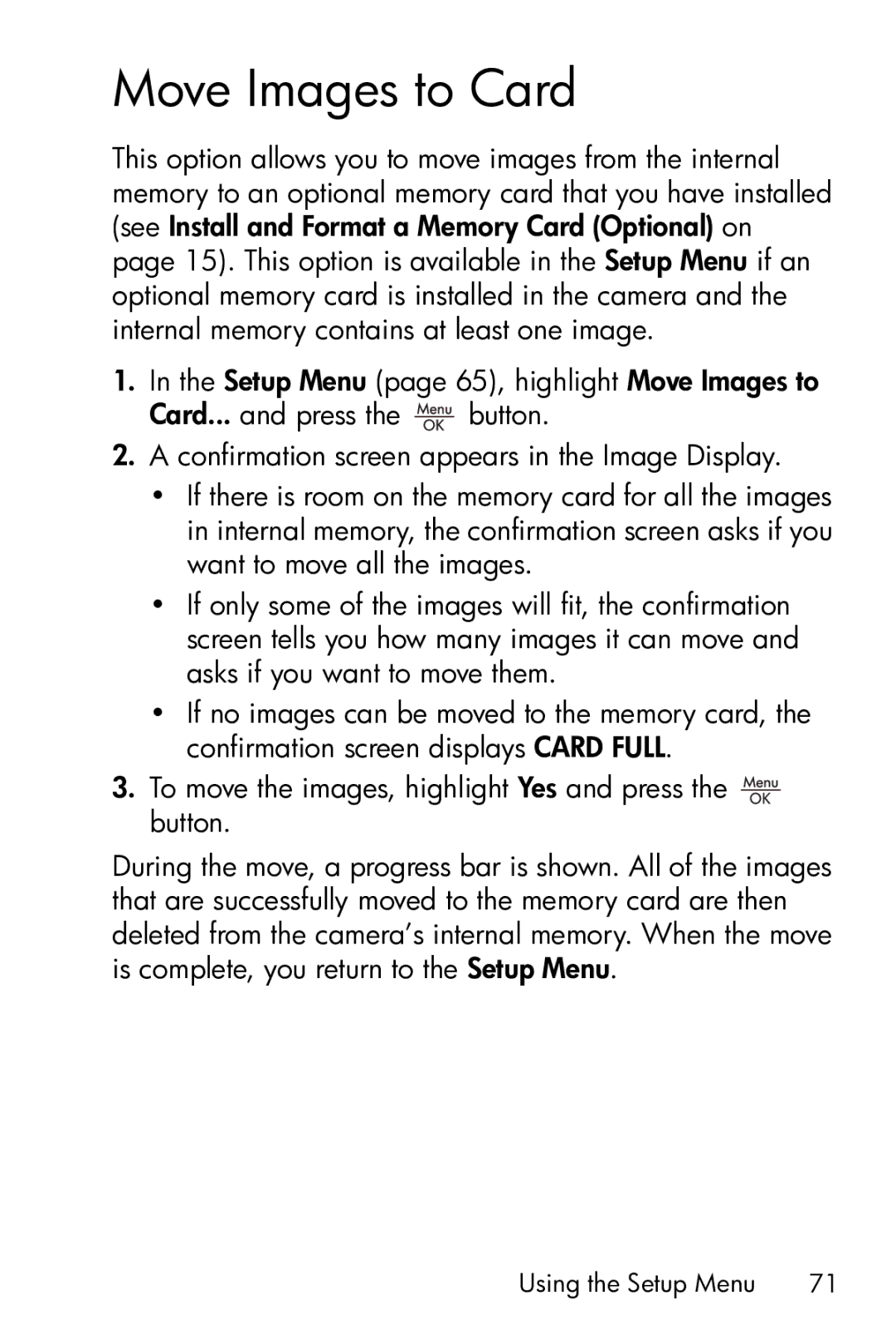 HP E317 manual Move Images to Card 