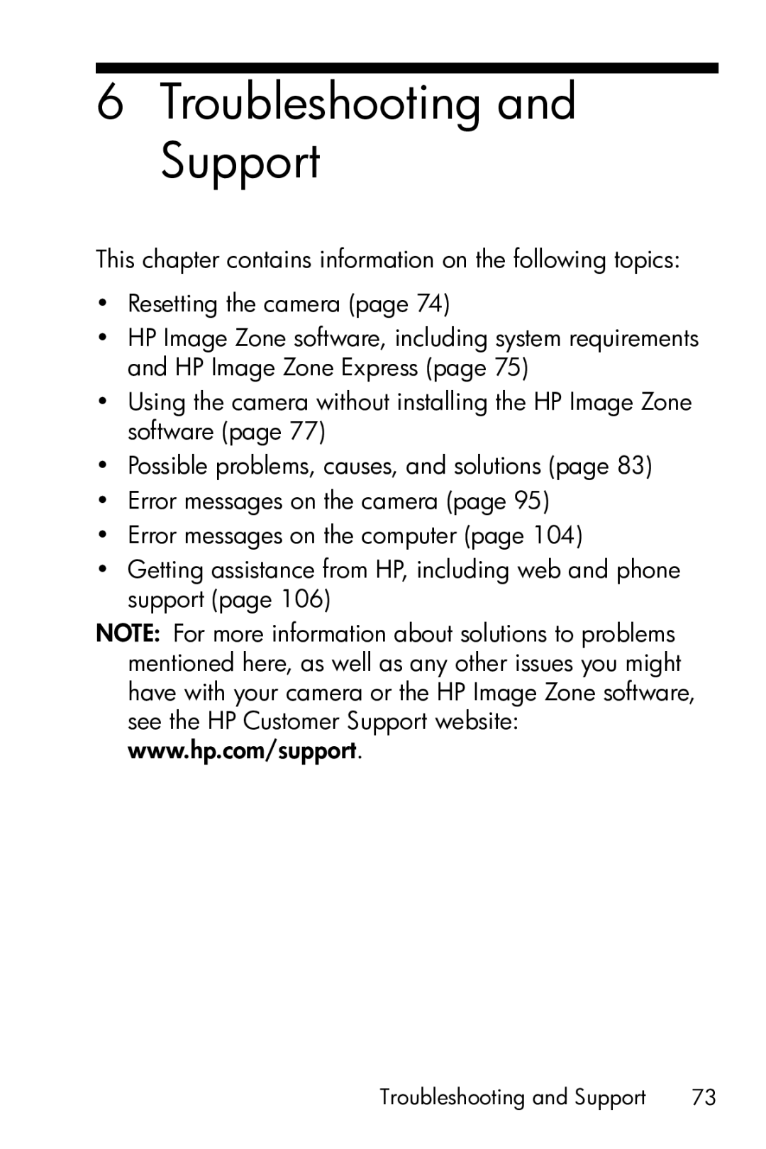 HP E317 manual Troubleshooting and Support 