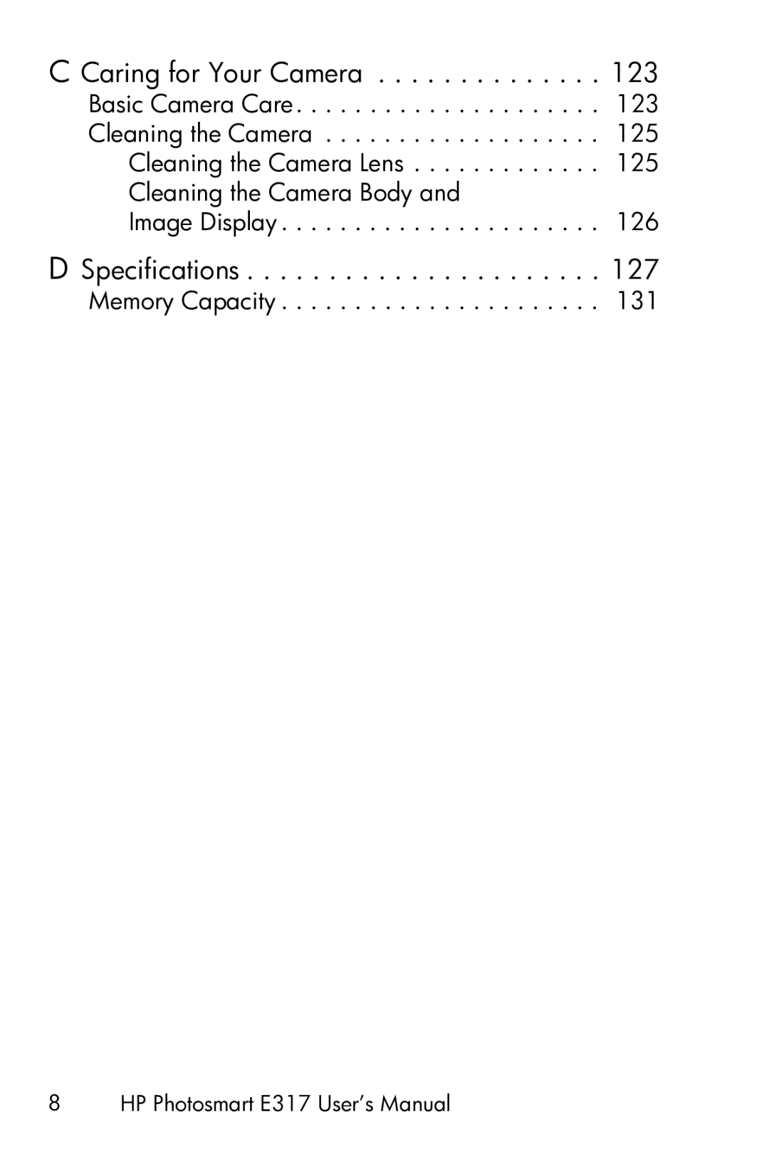 HP E317 manual Specifications 