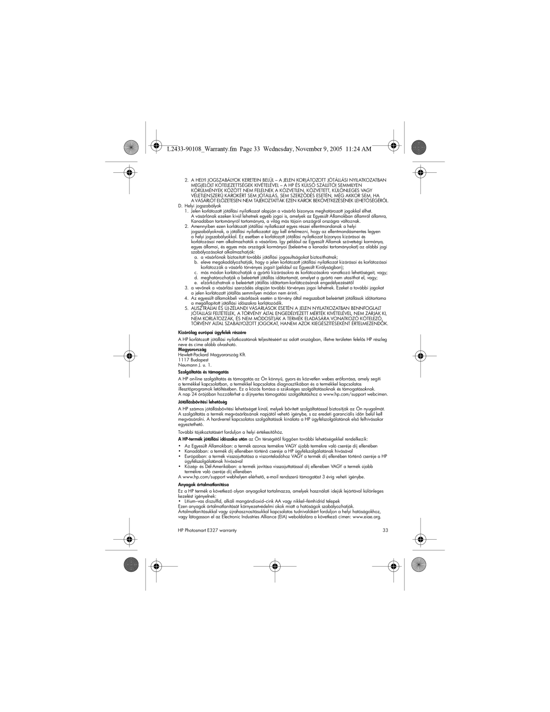 HP E327 manual 