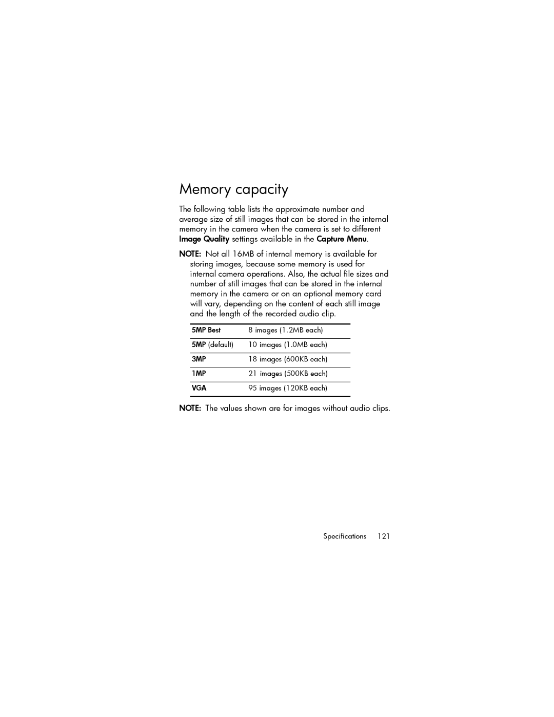 HP E327 manual Memory capacity 