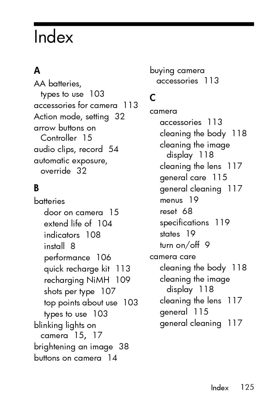 HP E327 manual Index 