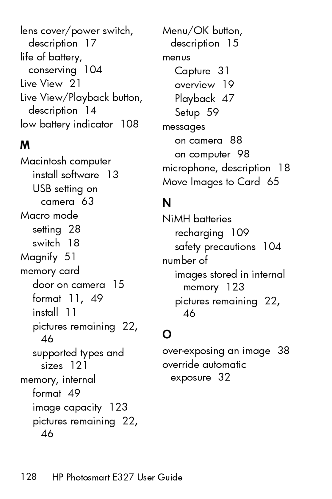 HP E327 manual USB setting on camera 