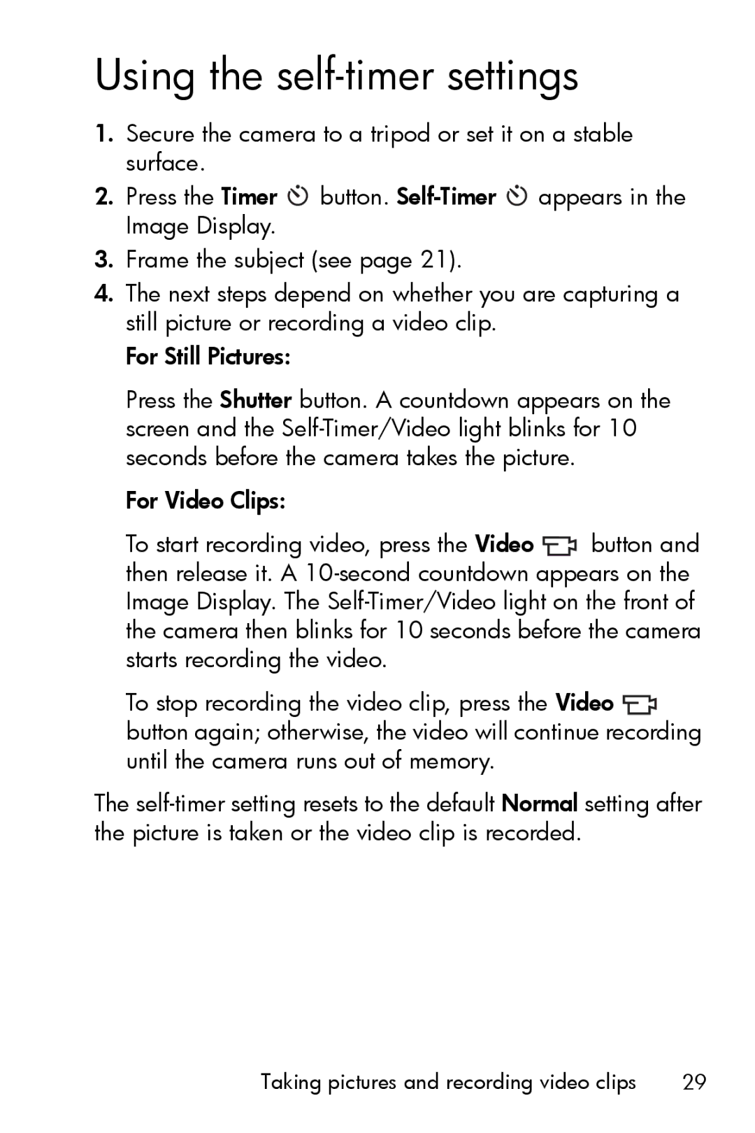 HP E327 manual Using the self-timer settings 